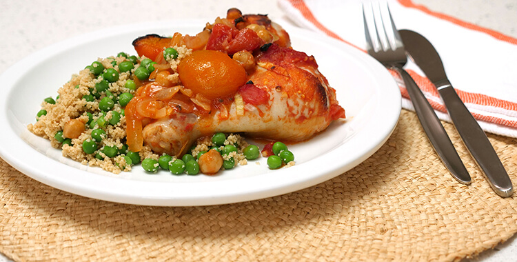 Apricot and chickpea chicken with vegetable couscous