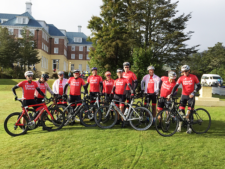Team of cyclists riding for the Heart Foundation